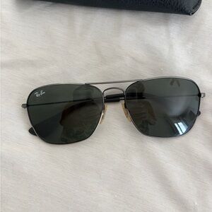 Ray-Ban Black Frame with Dark Green Lenses Aviator Sunglasses